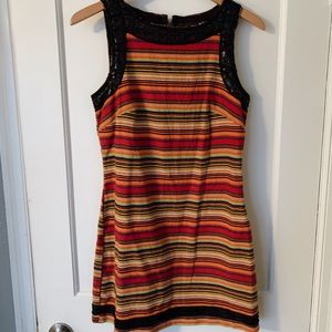 New Romantics Beaded Mesh Striped Shift Dress